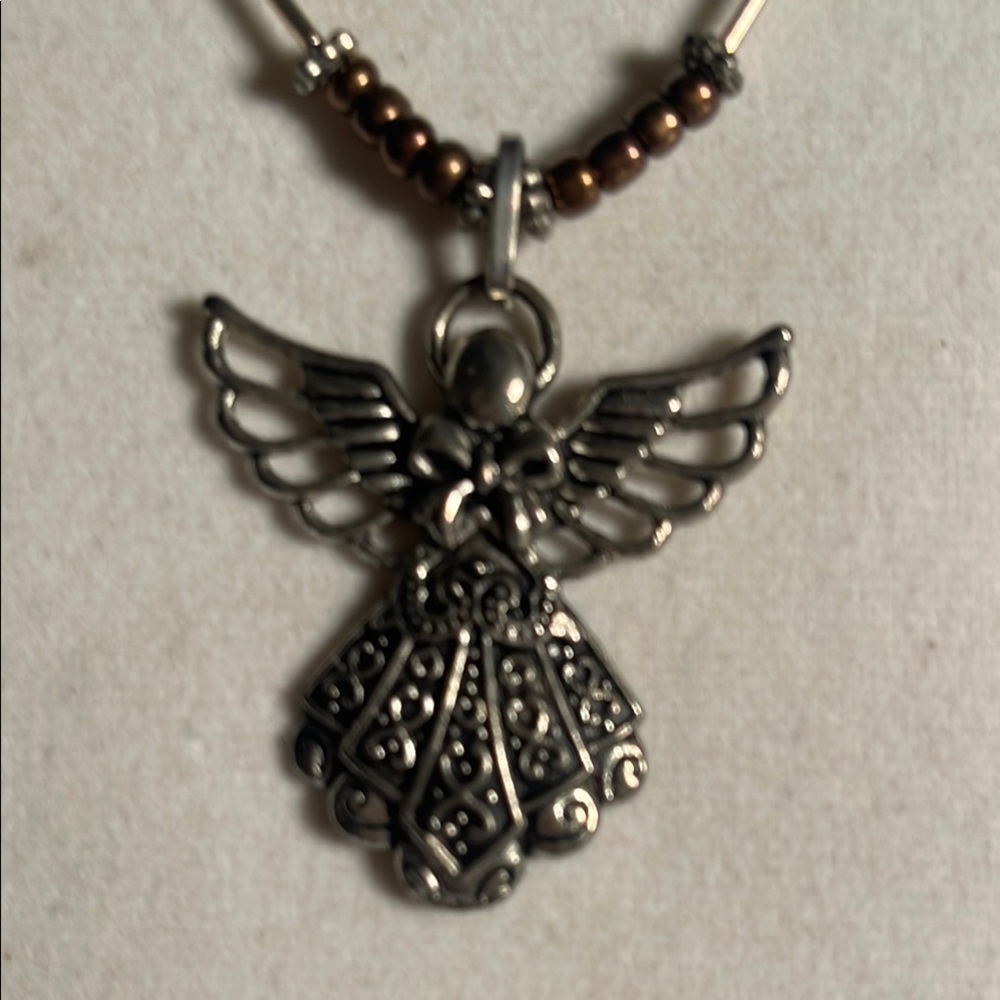Silver Angel Pendant Necklace - Picture 2 of 5